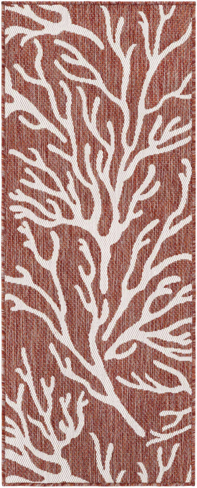 Rust Red 2' x 5' 3 Outdoor Coastal Runner Area Rug Weather Resistant for Patio, Deck, Terrace, Balcony, Porch 100% Polypropylene Coastal Decor Carpet for Sale at Rug Engine