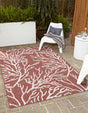 Rust Red 5' 3 x 7' 1 Outdoor Coastal Rectangle Area Rug Weather Resistant for Patio, Deck, Terrace, Balcony, Porch 100% Polypropylene Coastal Decor Carpet for Sale at Rug Engine