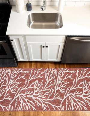 Rust Red 2' x 5' 3 Outdoor Coastal Runner Area Rug Weather Resistant for Patio, Deck, Terrace, Balcony, Porch 100% Polypropylene Coastal Decor Carpet for Sale at Rug Engine