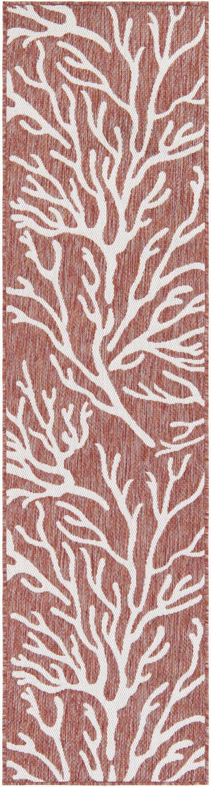 Rust Red 2' x 8' Outdoor Coastal Runner Area Rug Weather Resistant for Patio, Deck, Terrace, Balcony, Porch 100% Polypropylene Coastal Decor Carpet for Sale at Rug Engine