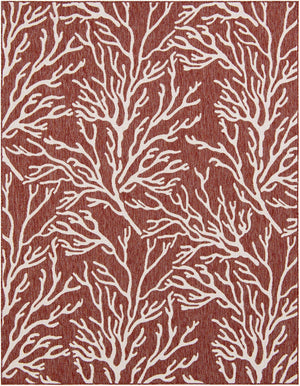 Rust Red 7' 10 x 10' Outdoor Coastal Rectangle Area Rug Weather Resistant for Patio, Deck, Terrace, Balcony, Porch 100% Polypropylene Coastal Decor Carpet for Sale at Rug Engine