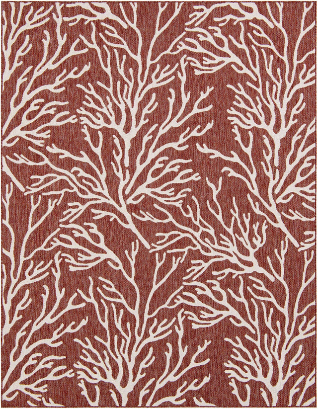 Rust Red 7' 10 x 10' Outdoor Coastal Rectangle Area Rug Weather Resistant for Patio, Deck, Terrace, Balcony, Porch 100% Polypropylene Coastal Decor Carpet for Sale at Rug Engine