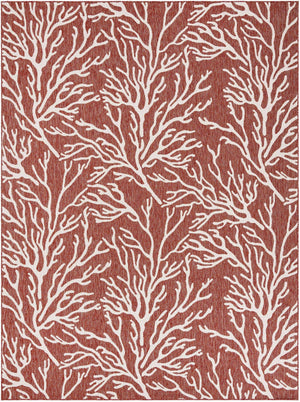 Rust Red 9' x 12' Outdoor Coastal Rectangle Area Rug Weather Resistant for Patio, Deck, Terrace, Balcony, Porch 100% Polypropylene Coastal Decor Carpet for Sale at Rug Engine