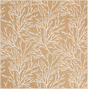 Taupe 10' x 10' Outdoor Coastal Square Area Rug Weather Resistant for Patio, Deck, Terrace, Balcony, Porch 100% Polypropylene Coastal Decor Carpet for Sale at Rug Engine