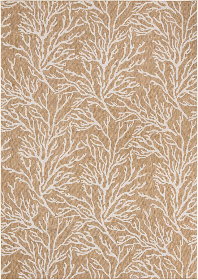 Taupe 10' x 14' 1 Outdoor Coastal Rectangle Area Rug Weather Resistant for Patio, Deck, Terrace, Balcony, Porch 100% Polypropylene Coastal Decor Carpet for Sale at Rug Engine