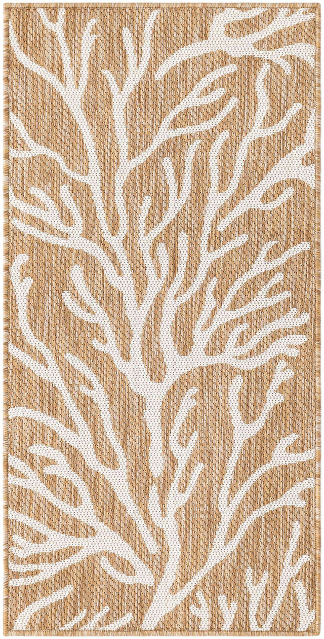 Taupe 2' x 4' 1 Outdoor Coastal Runner Area Rug Weather Resistant for Patio, Deck, Terrace, Balcony, Porch 100% Polypropylene Coastal Decor Carpet for Sale at Rug Engine
