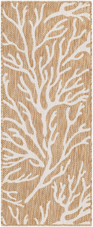 Taupe 2' x 5' 3 Outdoor Coastal Runner Area Rug Weather Resistant for Patio, Deck, Terrace, Balcony, Porch 100% Polypropylene Coastal Decor Carpet for Sale at Rug Engine
