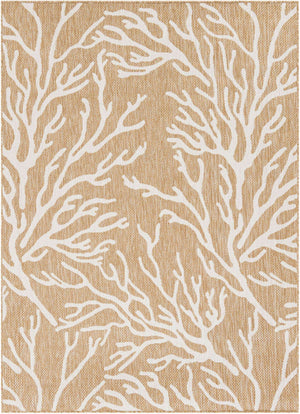 Taupe 5' 3 x 7' 1 Outdoor Coastal Rectangle Area Rug Weather Resistant for Patio, Deck, Terrace, Balcony, Porch 100% Polypropylene Coastal Decor Carpet for Sale at Rug Engine