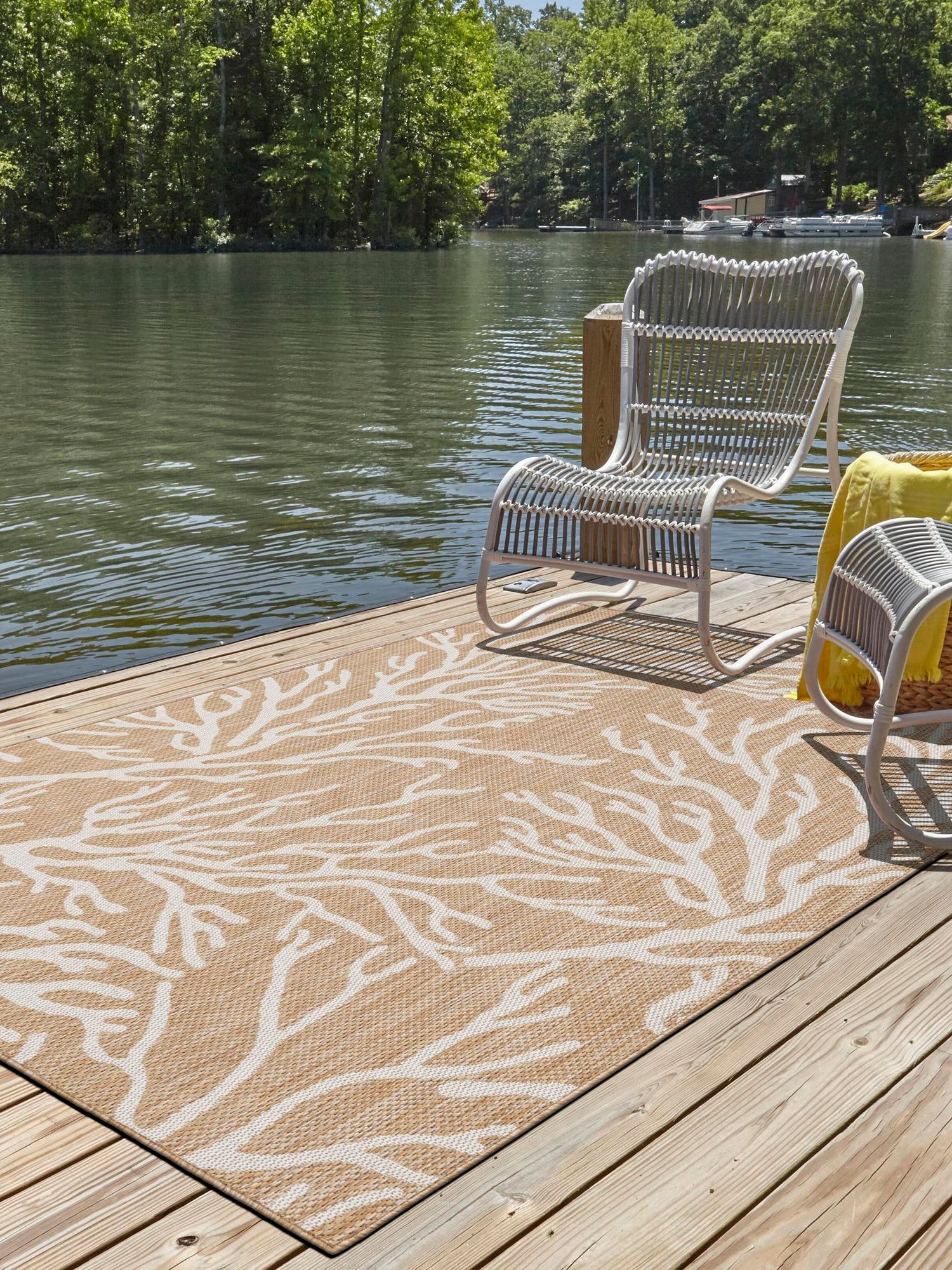 Taupe 6' 1 x 9' Outdoor Coastal Rectangle Area Rug Weather Resistant for Patio, Deck, Terrace, Balcony, Porch 100% Polypropylene Coastal Decor Carpet for Sale at Rug Engine