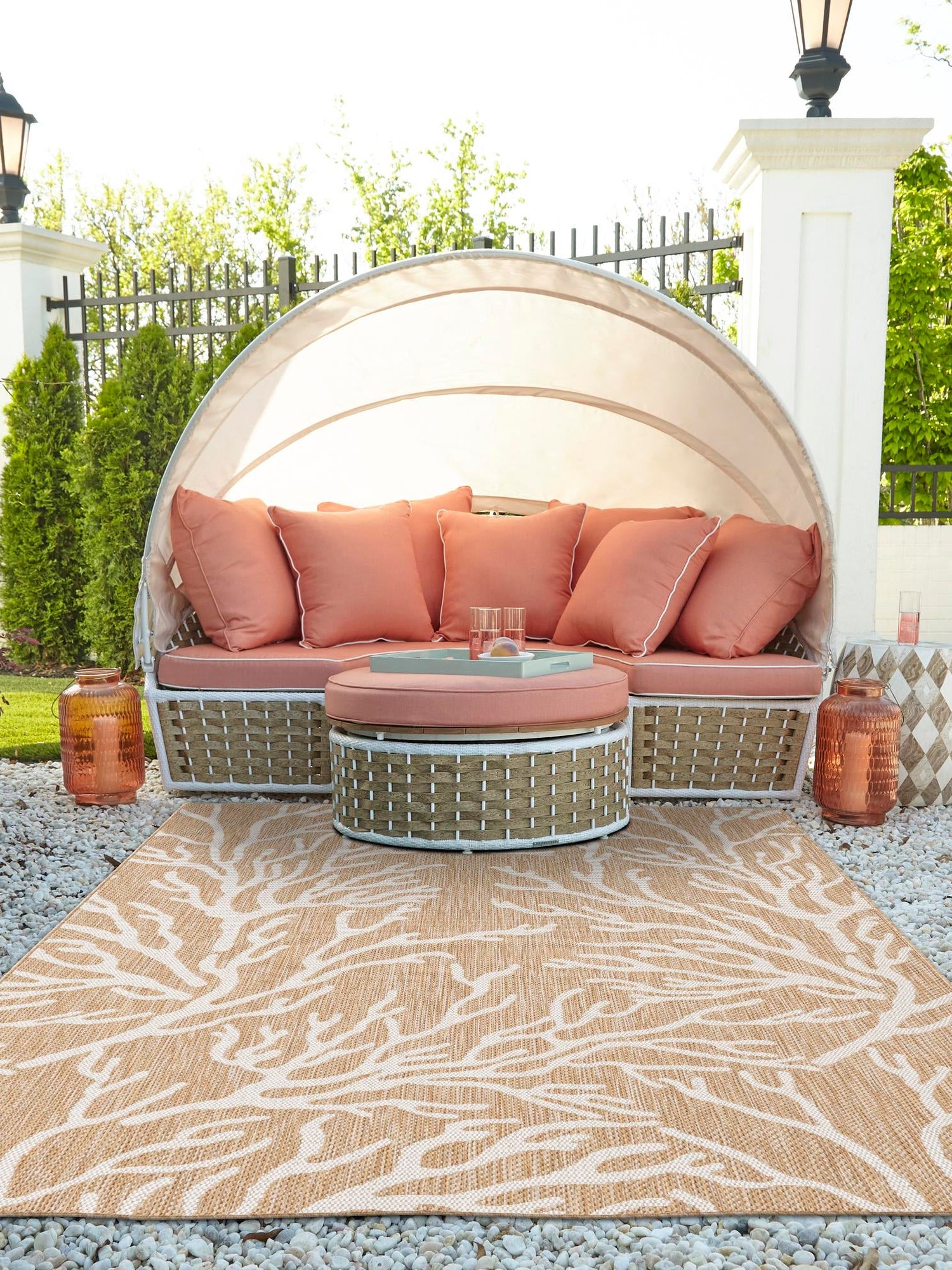 Taupe 10' x 14' 1 Outdoor Coastal Rectangle Area Rug Weather Resistant for Patio, Deck, Terrace, Balcony, Porch 100% Polypropylene Coastal Decor Carpet for Sale at Rug Engine