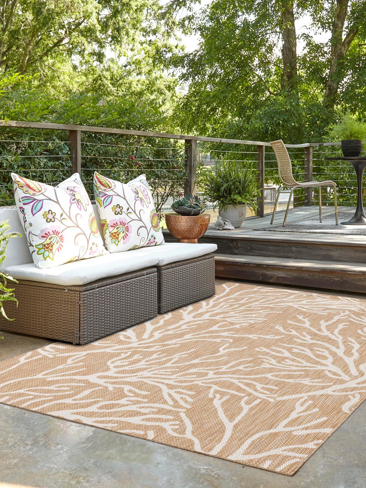 Taupe 10' x 14' 1 Outdoor Coastal Rectangle Area Rug Weather Resistant for Patio, Deck, Terrace, Balcony, Porch 100% Polypropylene Coastal Decor Carpet for Sale at Rug Engine