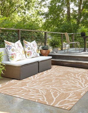 Taupe 2' x 3' 1 Outdoor Coastal Rectangle Area Rug Weather Resistant for Patio, Deck, Terrace, Balcony, Porch 100% Polypropylene Coastal Decor Carpet for Sale at Rug Engine