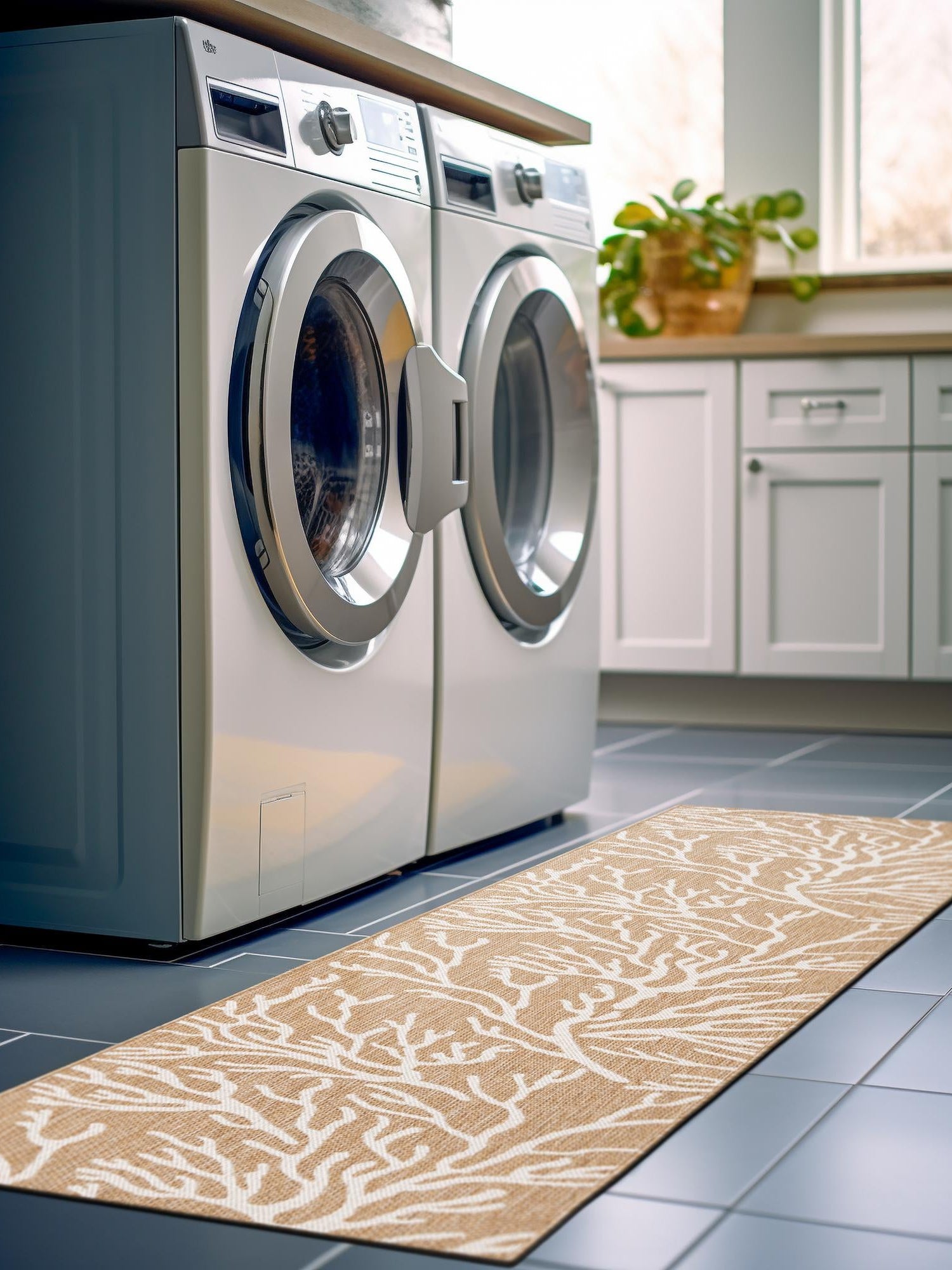 Taupe 2' x 5' 3 Outdoor Coastal Runner Area Rug Weather Resistant for Patio, Deck, Terrace, Balcony, Porch 100% Polypropylene Coastal Decor Carpet for Sale at Rug Engine