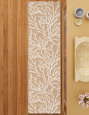 Taupe 2' x 6' 1 Outdoor Coastal Runner Area Rug Weather Resistant for Patio, Deck, Terrace, Balcony, Porch 100% Polypropylene Coastal Decor Carpet for Sale at Rug Engine