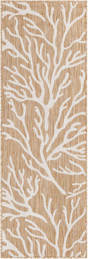 Taupe 2' x 6' 1 Outdoor Coastal Runner Area Rug Weather Resistant for Patio, Deck, Terrace, Balcony, Porch 100% Polypropylene Coastal Decor Carpet for Sale at Rug Engine