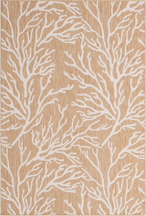 Taupe 6' 1 x 9' Outdoor Coastal Rectangle Area Rug Weather Resistant for Patio, Deck, Terrace, Balcony, Porch 100% Polypropylene Coastal Decor Carpet for Sale at Rug Engine