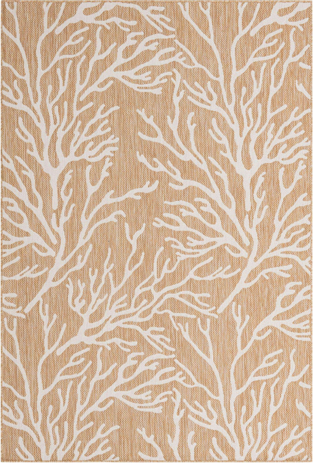 Taupe 6' 1 x 9' Outdoor Coastal Rectangle Area Rug Weather Resistant for Patio, Deck, Terrace, Balcony, Porch 100% Polypropylene Coastal Decor Carpet for Sale at Rug Engine