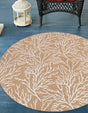 Taupe 12' x 12' Outdoor Coastal Round Area Rug Weather Resistant for Patio, Deck, Terrace, Balcony, Porch 100% Polypropylene Coastal Decor Carpet for Sale at Rug Engine