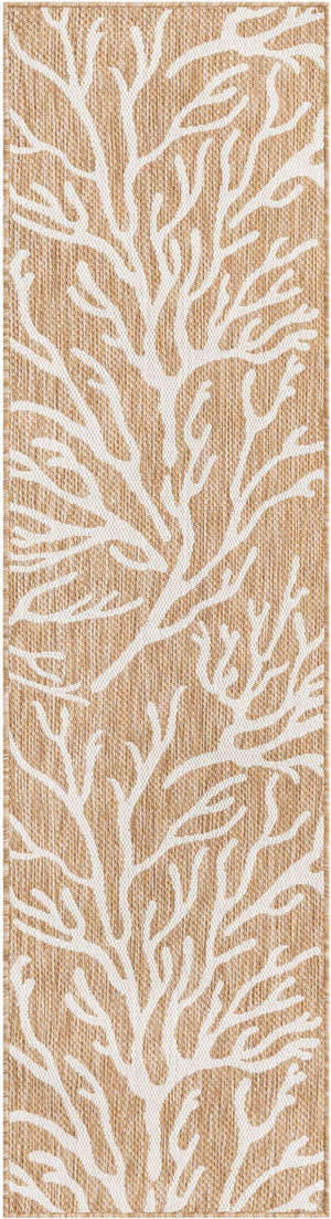 Taupe 2' x 8' Outdoor Coastal Runner Area Rug Weather Resistant for Patio, Deck, Terrace, Balcony, Porch 100% Polypropylene Coastal Decor Carpet for Sale at Rug Engine