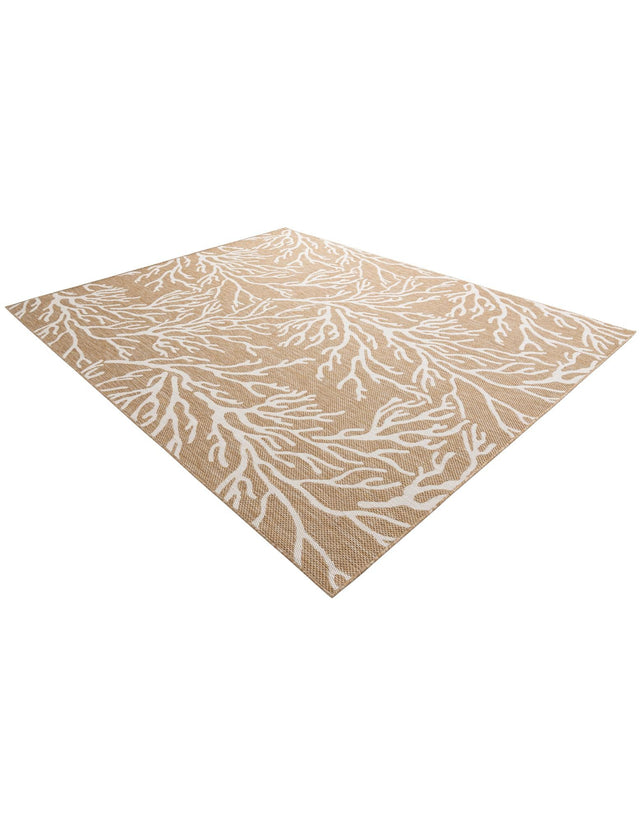 Taupe 7' 10 x 10' Outdoor Coastal Rectangle Area Rug Weather Resistant for Patio, Deck, Terrace, Balcony, Porch 100% Polypropylene Coastal Decor Carpet for Sale at Rug Engine