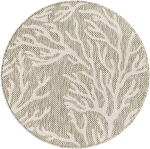 Gray 3' 1 x 3' 1 Outdoor Coastal Round Area Rug Weather Resistant for Patio, Deck, Terrace, Balcony, Porch 100% Polypropylene Coastal Decor Carpet for Sale at Rug Engine