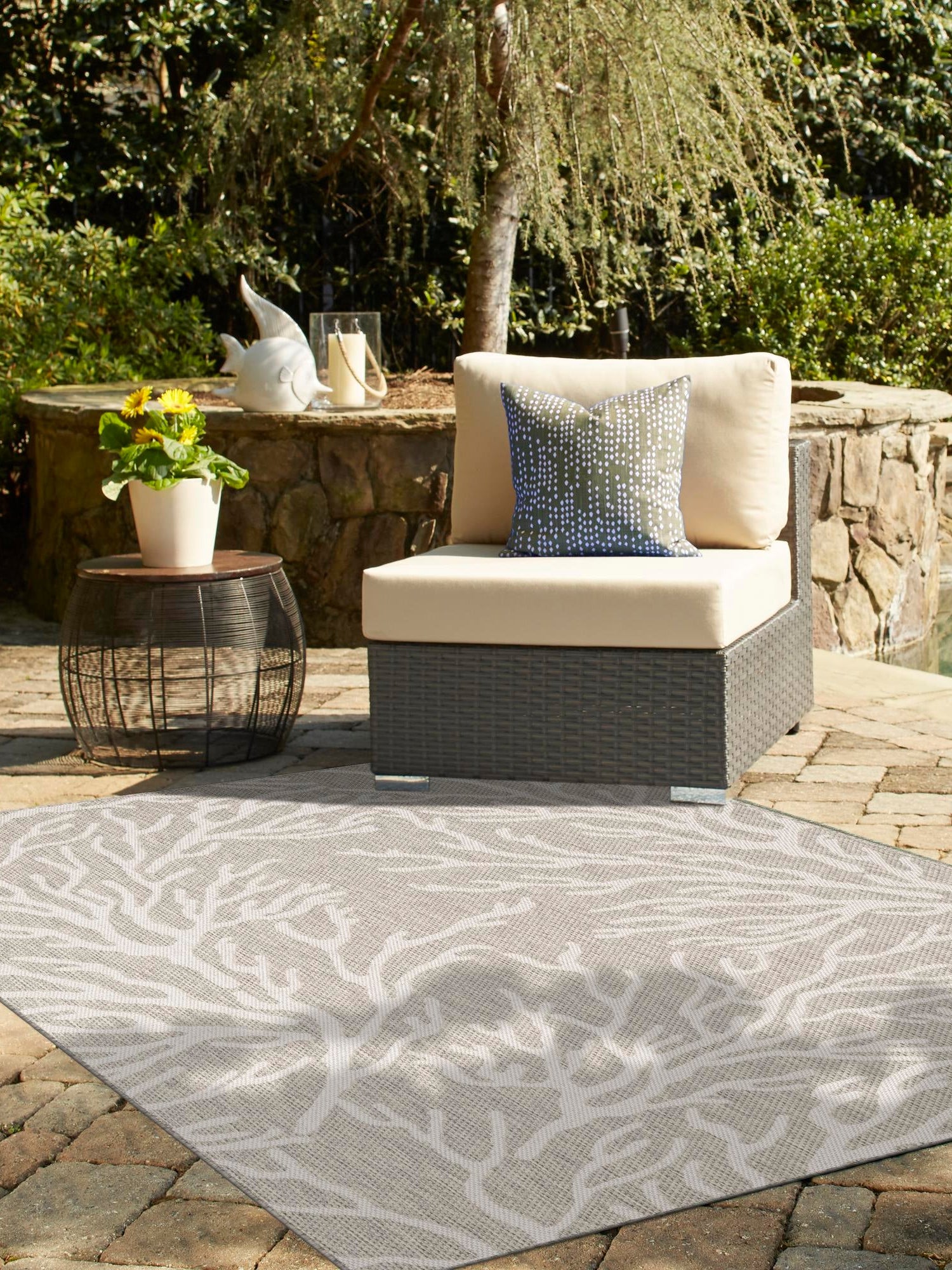 Gray 2' x 3' 1 Outdoor Coastal Rectangle Area Rug Weather Resistant for Patio, Deck, Terrace, Balcony, Porch 100% Polypropylene Coastal Decor Carpet for Sale at Rug Engine