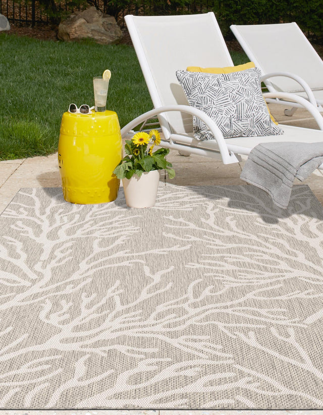 Gray 9' x 12' Outdoor Coastal Rectangle Area Rug Weather Resistant for Patio, Deck, Terrace, Balcony, Porch 100% Polypropylene Coastal Decor Carpet for Sale at Rug Engine