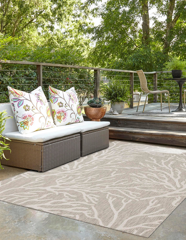 Gray 5' 3 x 7' 1 Outdoor Coastal Rectangle Area Rug Weather Resistant for Patio, Deck, Terrace, Balcony, Porch 100% Polypropylene Coastal Decor Carpet for Sale at Rug Engine