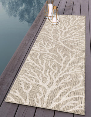 Gray 2' x 5' 3 Outdoor Coastal Runner Area Rug Weather Resistant for Patio, Deck, Terrace, Balcony, Porch 100% Polypropylene Coastal Decor Carpet for Sale at Rug Engine