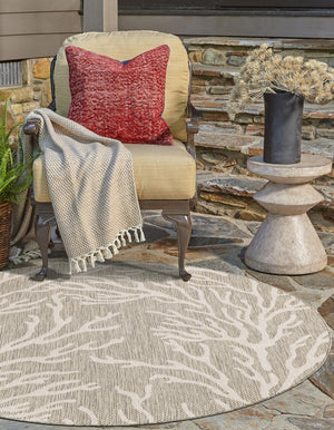 Gray 10' x 10' Outdoor Coastal Round Area Rug Weather Resistant for Patio, Deck, Terrace, Balcony, Porch 100% Polypropylene Coastal Decor Carpet for Sale at Rug Engine