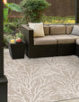 Gray 7' 10 x 7' 10 Outdoor Coastal Square Area Rug Weather Resistant for Patio, Deck, Terrace, Balcony, Porch 100% Polypropylene Coastal Decor Carpet for Sale at Rug Engine