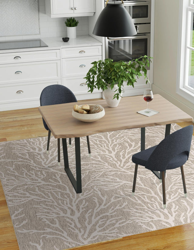 Gray 10' x 10' Outdoor Coastal Square Area Rug Weather Resistant for Patio, Deck, Terrace, Balcony, Porch 100% Polypropylene Coastal Decor Carpet for Sale at Rug Engine