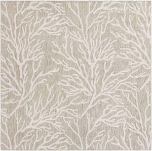 Gray 7' 10 x 7' 10 Outdoor Coastal Square Area Rug Weather Resistant for Patio, Deck, Terrace, Balcony, Porch 100% Polypropylene Coastal Decor Carpet for Sale at Rug Engine