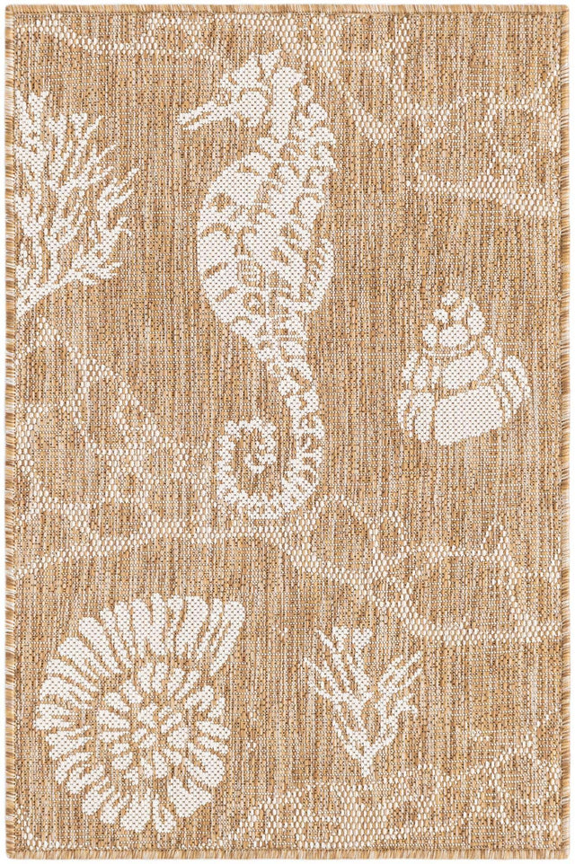 Taupe 2' x 3' 1 Outdoor Coastal Rectangle Area Rug Weather Resistant for Patio, Deck, Terrace, Balcony, Porch 100% Polypropylene Coastal Decor Carpet for Sale at Rug Engine