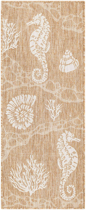 Taupe 2' x 5' 3 Outdoor Coastal Runner Area Rug Weather Resistant for Patio, Deck, Terrace, Balcony, Porch 100% Polypropylene Coastal Decor Carpet for Sale at Rug Engine