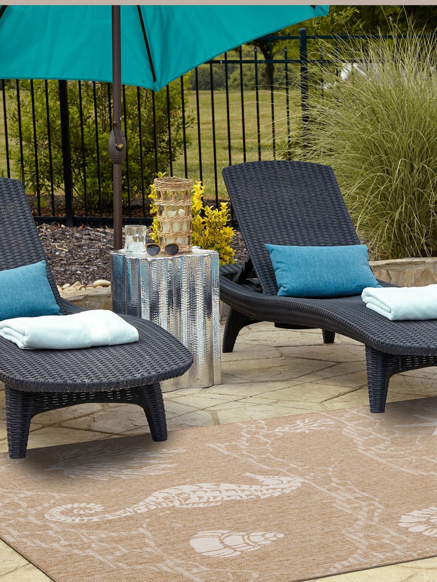 Taupe 4' 1 x 6' 1 Outdoor Coastal Rectangle Area Rug Weather Resistant for Patio, Deck, Terrace, Balcony, Porch 100% Polypropylene Coastal Decor Carpet for Sale at Rug Engine