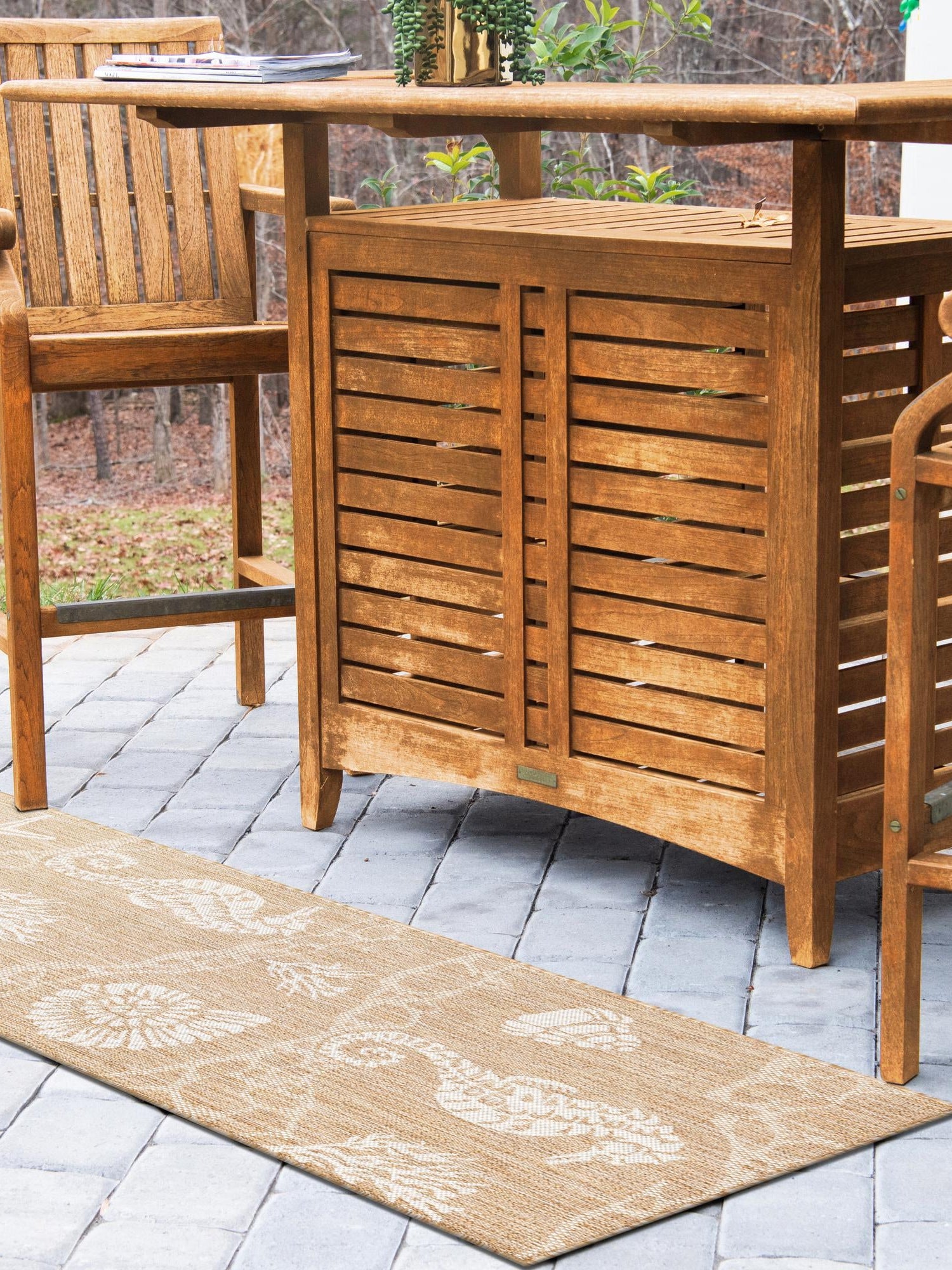 Taupe 2' x 8' Outdoor Coastal Runner Area Rug Weather Resistant for Patio, Deck, Terrace, Balcony, Porch 100% Polypropylene Coastal Decor Carpet for Sale at Rug Engine