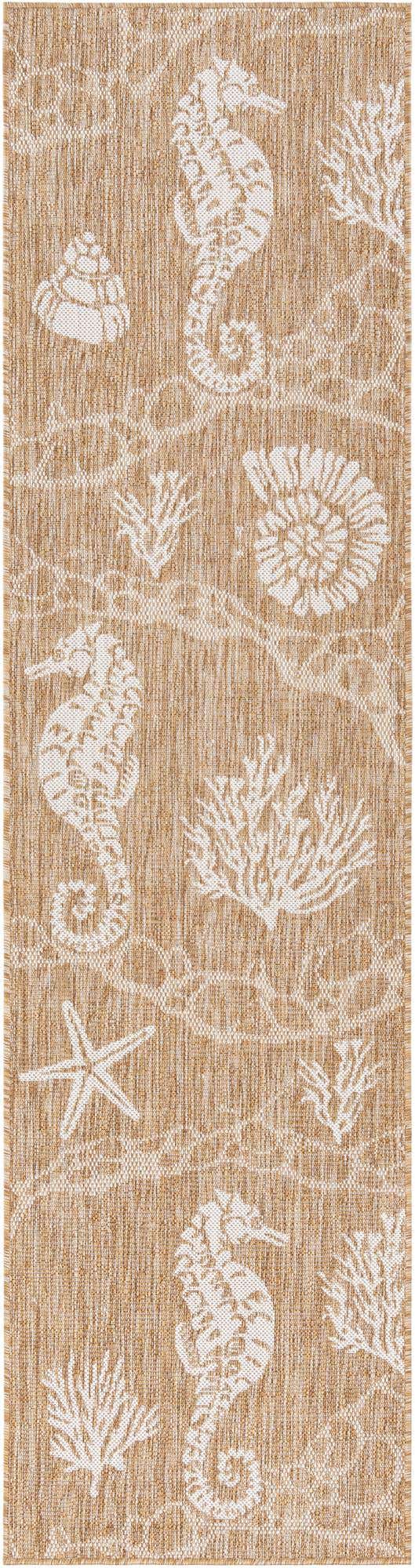 Taupe 2' x 8' Outdoor Coastal Runner Area Rug Weather Resistant for Patio, Deck, Terrace, Balcony, Porch 100% Polypropylene Coastal Decor Carpet for Sale at Rug Engine
