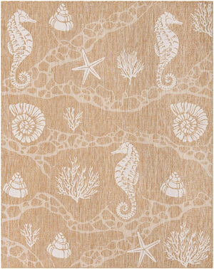 Taupe 7' 10 x 10' Outdoor Coastal Rectangle Area Rug Weather Resistant for Patio, Deck, Terrace, Balcony, Porch 100% Polypropylene Coastal Decor Carpet for Sale at Rug Engine