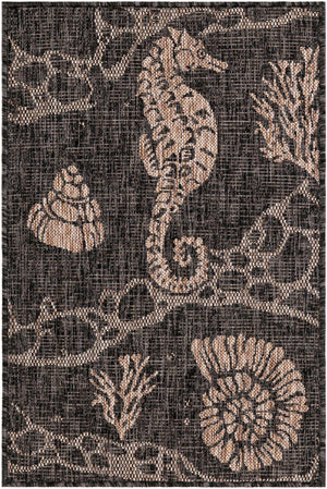 Black 2' x 3' 1 Outdoor Coastal Rectangle Area Rug Weather Resistant for Patio, Deck, Terrace, Balcony, Porch 100% Polypropylene Coastal Decor Carpet for Sale at Rug Engine
