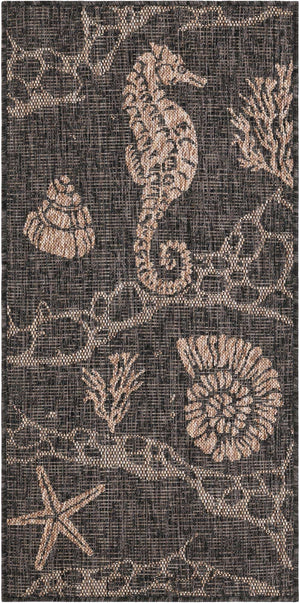 Black 2' x 4' 1 Outdoor Coastal Runner Area Rug Weather Resistant for Patio, Deck, Terrace, Balcony, Porch 100% Polypropylene Coastal Decor Carpet for Sale at Rug Engine