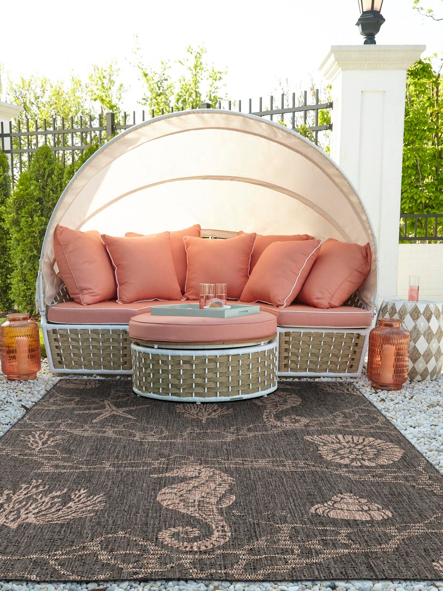 Black 2' x 3' 1 Outdoor Coastal Rectangle Area Rug Weather Resistant for Patio, Deck, Terrace, Balcony, Porch 100% Polypropylene Coastal Decor Carpet for Sale at Rug Engine