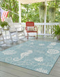 Aqua 2' x 3' 1 Outdoor Coastal Rectangle Area Rug Weather Resistant for Patio, Deck, Terrace, Balcony, Porch 100% Polypropylene Coastal Decor Carpet for Sale at Rug Engine
