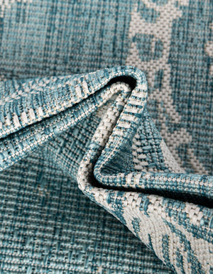 Aqua 2' x 6' 1 Outdoor Coastal Runner Area Rug Weather Resistant for Patio, Deck, Terrace, Balcony, Porch 100% Polypropylene Coastal Decor Carpet for Sale at Rug Engine