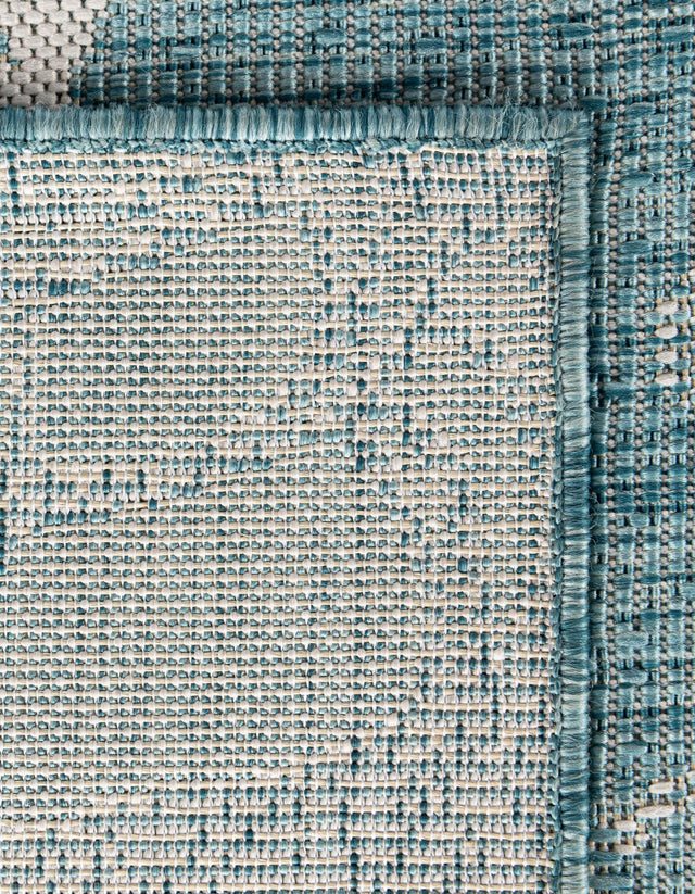 Aqua 2' x 6' 1 Outdoor Coastal Runner Area Rug Weather Resistant for Patio, Deck, Terrace, Balcony, Porch 100% Polypropylene Coastal Decor Carpet for Sale at Rug Engine