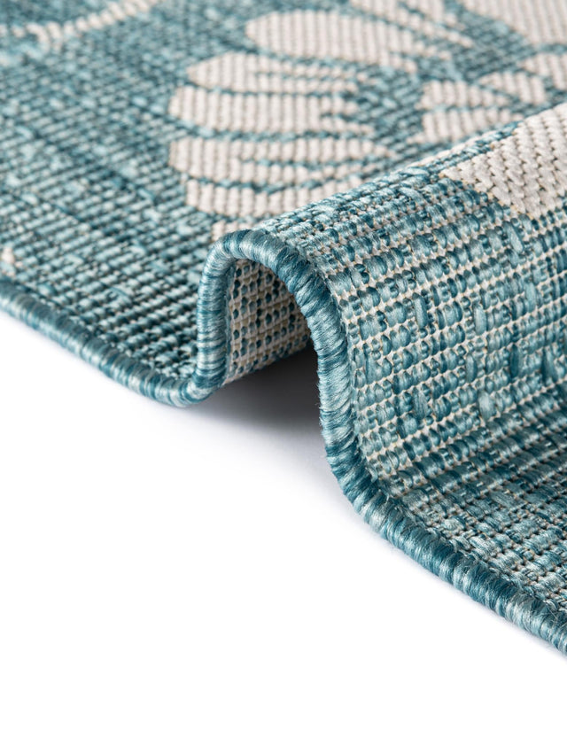 Aqua 2' x 6' 1 Outdoor Coastal Runner Area Rug Weather Resistant for Patio, Deck, Terrace, Balcony, Porch 100% Polypropylene Coastal Decor Carpet for Sale at Rug Engine