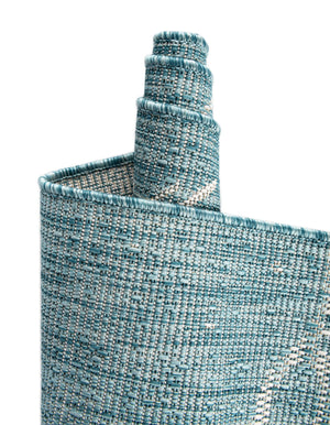 Aqua 2' x 6' 1 Outdoor Coastal Runner Area Rug Weather Resistant for Patio, Deck, Terrace, Balcony, Porch 100% Polypropylene Coastal Decor Carpet for Sale at Rug Engine