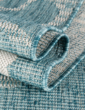Aqua 2' x 6' 1 Outdoor Coastal Runner Area Rug Weather Resistant for Patio, Deck, Terrace, Balcony, Porch 100% Polypropylene Coastal Decor Carpet for Sale at Rug Engine
