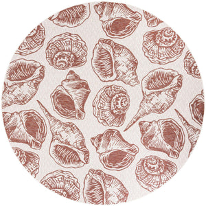Ivory Rust Red 10' x 10' Outdoor Coastal Round Area Rug Weather Resistant for Patio, Deck, Terrace, Balcony, Porch 100% Polypropylene Coastal Decor Carpet for Sale at Rug Engine