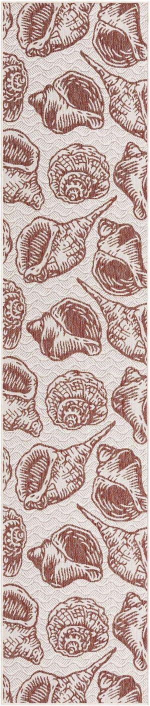Ivory Red 2' 7 x 12' Outdoor Coastal Runner Area Rug Weather Resistant for Patio, Deck, Terrace, Balcony, Porch 100% Polypropylene Coastal Decor Carpet for Sale at Rug Engine